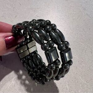 Lot Of 2 Magnetic Hematite Beaded Double Banded Therapy Bracelets